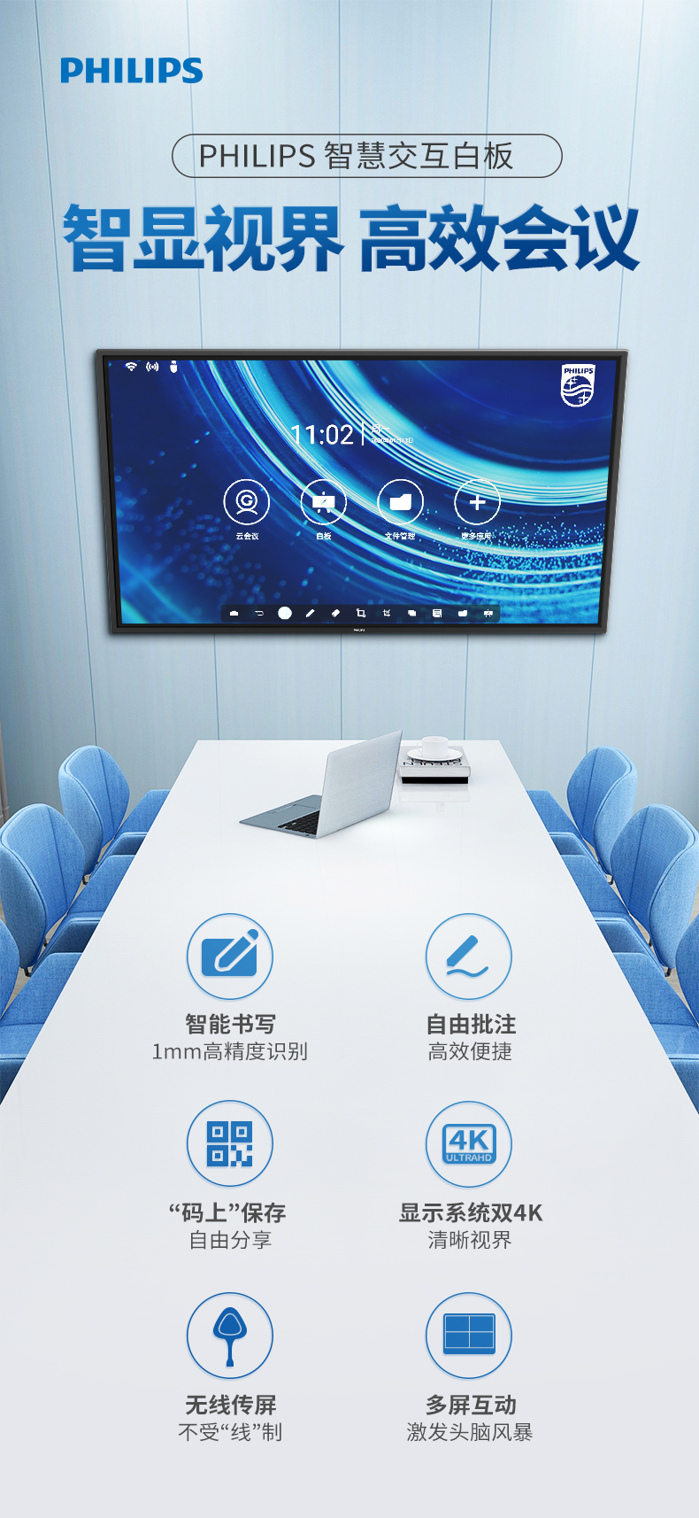 飞利浦智能会议平板 革新教学与协作的触控屏解决方案